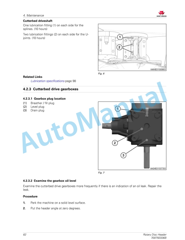 Massey Ferguson MF9316S, 9316D Rotary Disc Header Operators Manual 700750336B-2