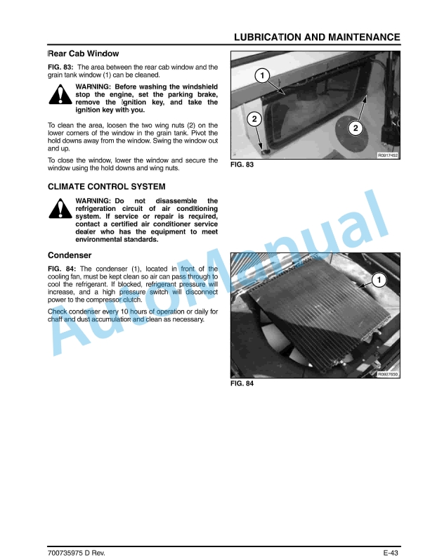 Massey Ferguson MF9500 Series Combine Operator Manual 700735975-4