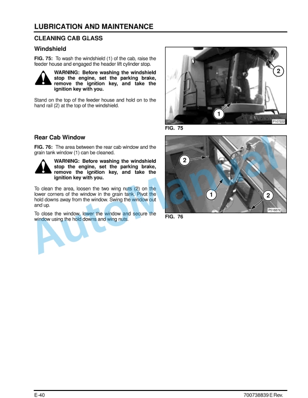 Massey Ferguson MF9500 Series Combine Operators Manual 700738839-4