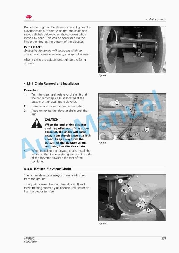 Massey Ferguson MF9895 Combine Operators Manual 6308788M1-3