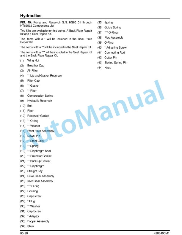 Massey Ferguson MFBaler Small Square Baler Service Manual 4283490M1-4
