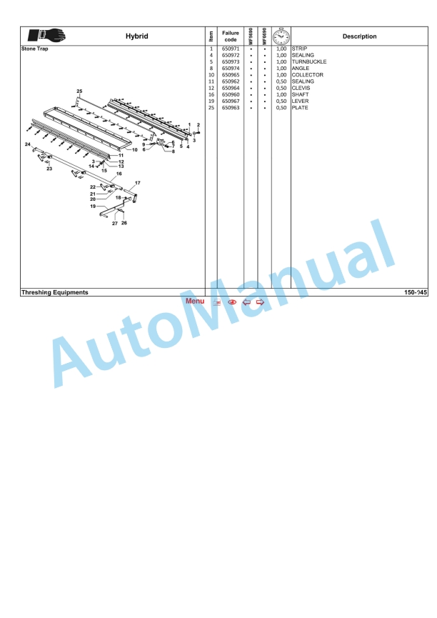 Massey Ferguson MFHybrid Combine Repair Time Schedule ACW0389060-4