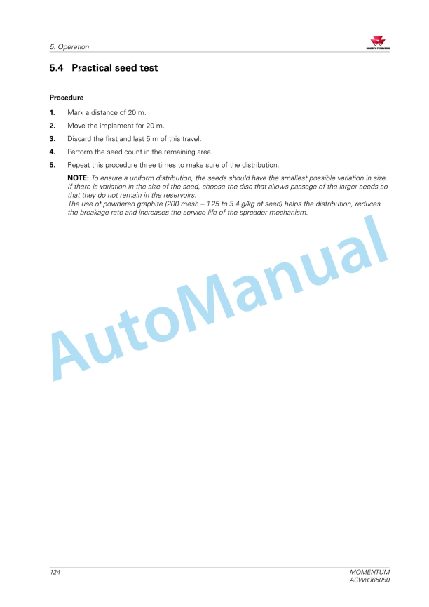 Massey Ferguson Momentum Planter Operators Manual ACW8965080-3