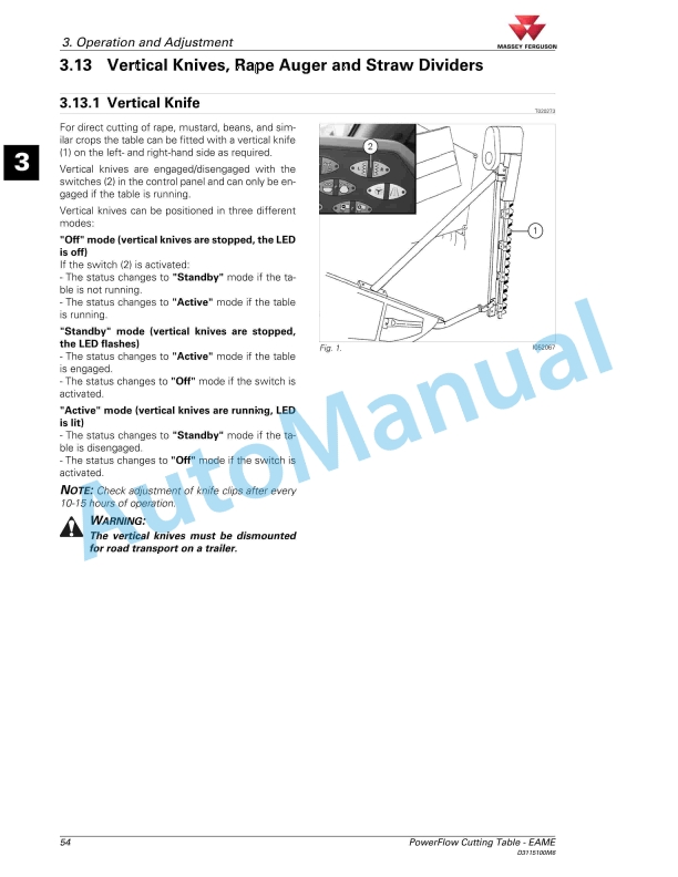 Massey Ferguson PowerFlow Table Operators Manual D3115100M6-3
