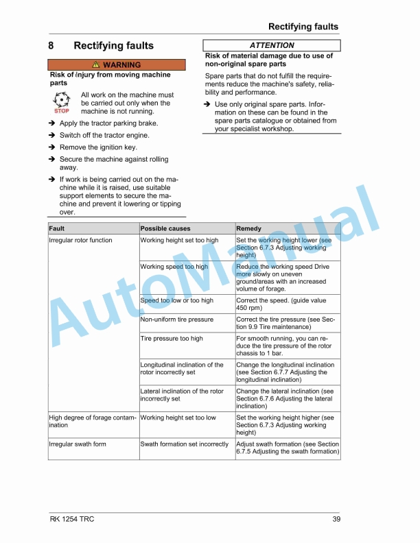 Massey Ferguson RK 1254 Rotary Rake TRC Operators Manual-3