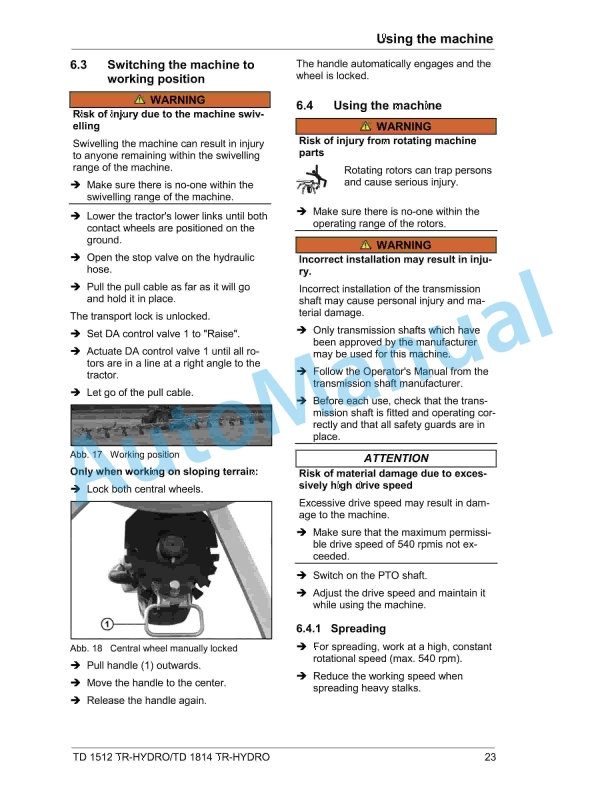Massey Ferguson TD 1512, TD 1814 Tedder TR-HYDRO Operators Manual-2