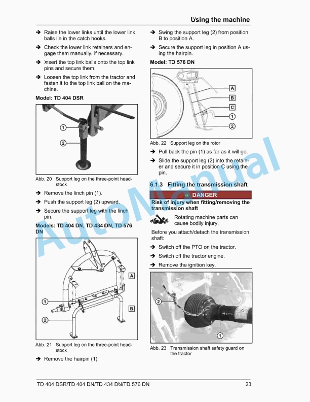 Massey Ferguson TD 404, TD 434, TD 576 Tedder DSR - DN Operators Manual-2