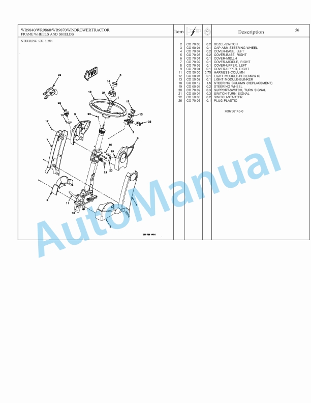 Massey Ferguson WR9840, WR9860, WR9870 Windrower Tractor Repair Time Schedule 4283558M2-2