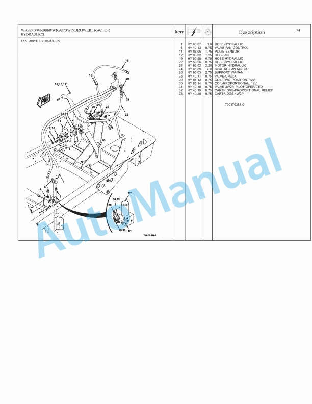 Massey Ferguson WR9840, WR9860, WR9870 Windrower Tractor Repair Time Schedule 4283558M2-3