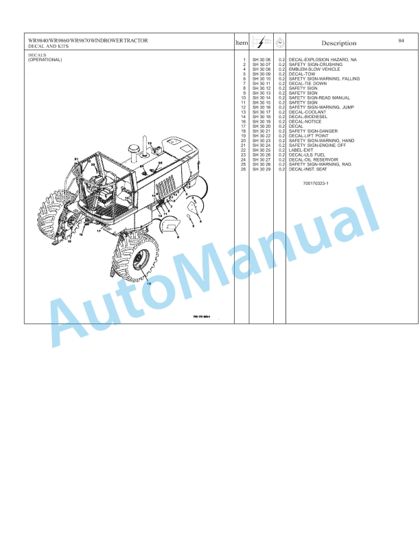 Massey Ferguson WR9840, WR9860, WR9870 Windrower Tractor Repair Time Schedule 4283558M2-4