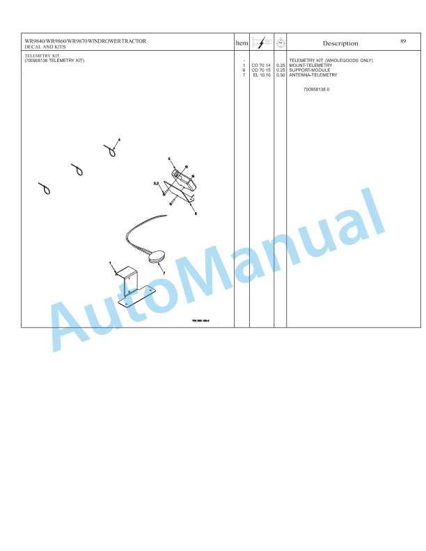 Massey Ferguson WR9840, WR9860, WR9870 Windrower Tractor Repair Time Schedule 4283558M2-5