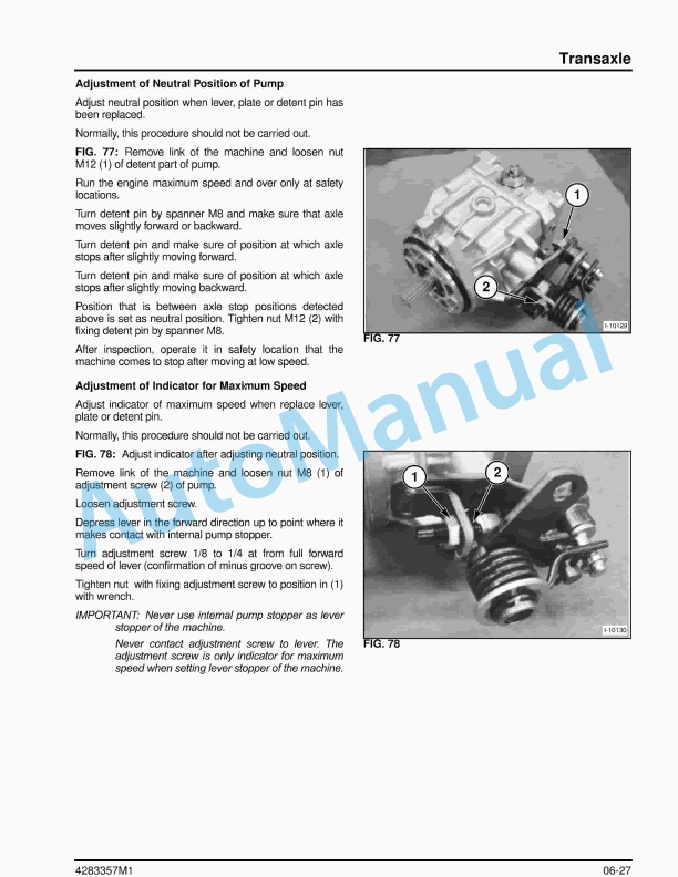Massey Ferguson ZT29, ZT33 Zero Turn Mower Workshop Service Manual 4283357M1-3